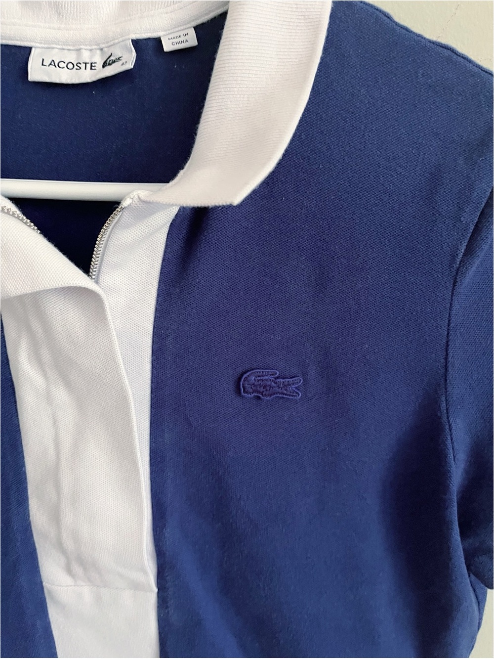 Lacoste cobalt blue/white zipper top sz 42 - Picture 4 of 10